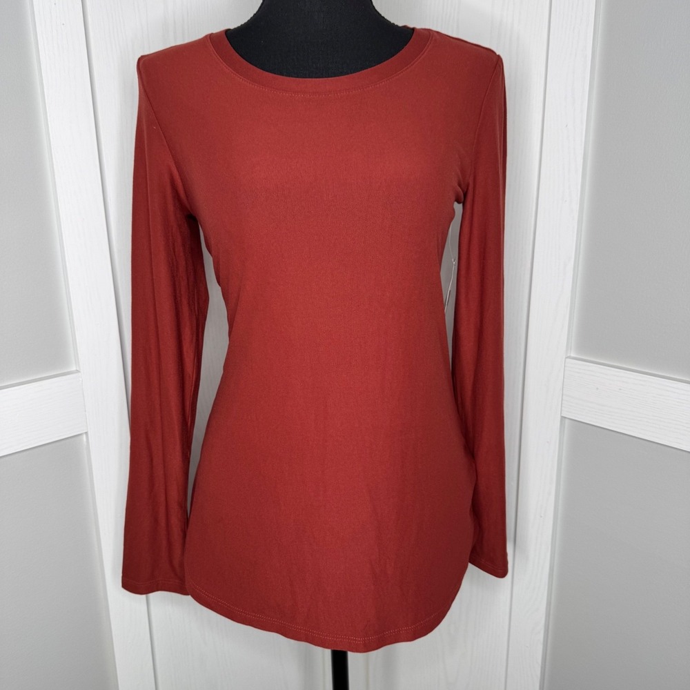 Planet Gold Long Sleeve‎ Stretch Top Cocoa Rose | Size Small NWT
